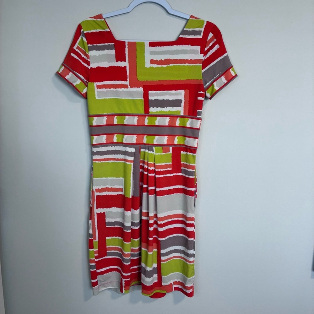 BCBGMaxAzria - Orange, Lime, gray Swoop neckline Dress - S - Picture 8 of 12